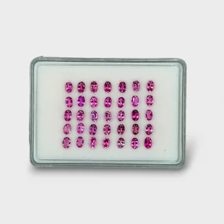15.55 Cts. Pink Tourmaline 6x4mm Faceted Oval Shape AA Grade Gemstones Parcel - Total 35 Pcs.