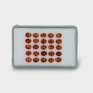 8.98 Cts. Hessonite Garnet 5x4mm Faceted Oval Shape AAA Grade Gemstones Parcel - Total 25 Pcs.