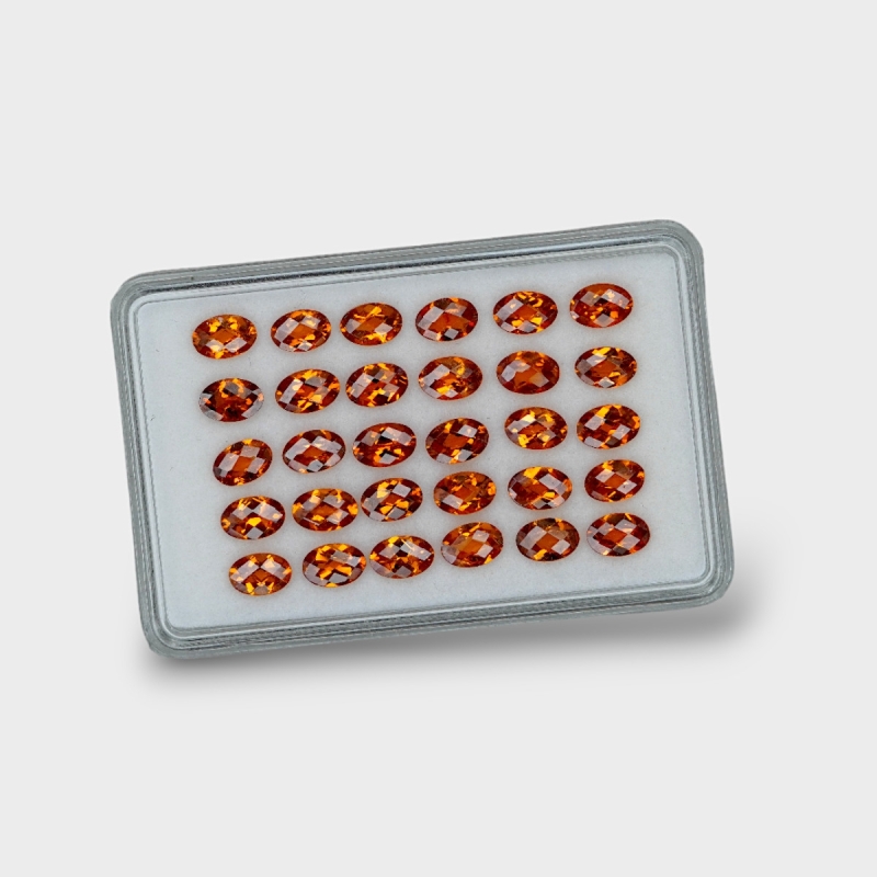 Hessonite Garnet 6x4mm Checkerboard Oval AAA Gemstones Parcel - 170302