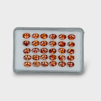 Hessonite Garnet 6x4mm Checkerboard Oval AAA Gemstones Parcel - 170302