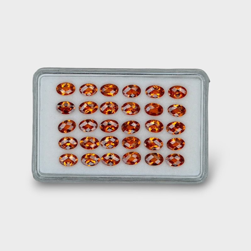 Hessonite Garnet 6x4mm Checkerboard Oval AAA Gemstones Parcel - 170302