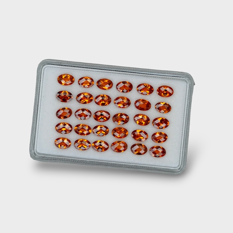 Hessonite Garnet 6x4mm Checkerboard Oval AAA Gemstones Parcel - 170302