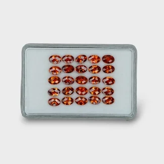 12.54 Cts. Hessonite Garnet 6x4mm Checkerboard Oval Shape AAA Grade Gemstones Parcel - Total 25 Pcs.