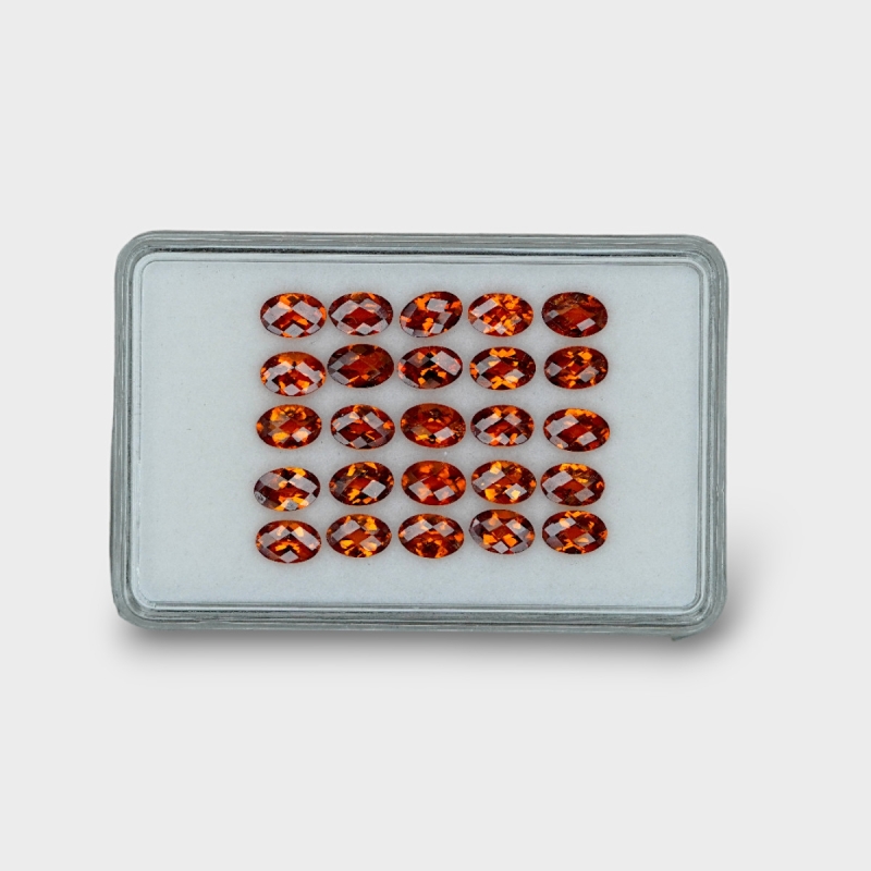 Hessonite Garnet 6x4mm Checkerboard Oval AAA Gemstones Parcel - 170312