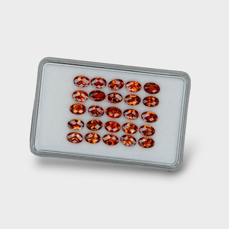 Hessonite Garnet 6x4mm Checkerboard Oval AAA Gemstones Parcel - 170312