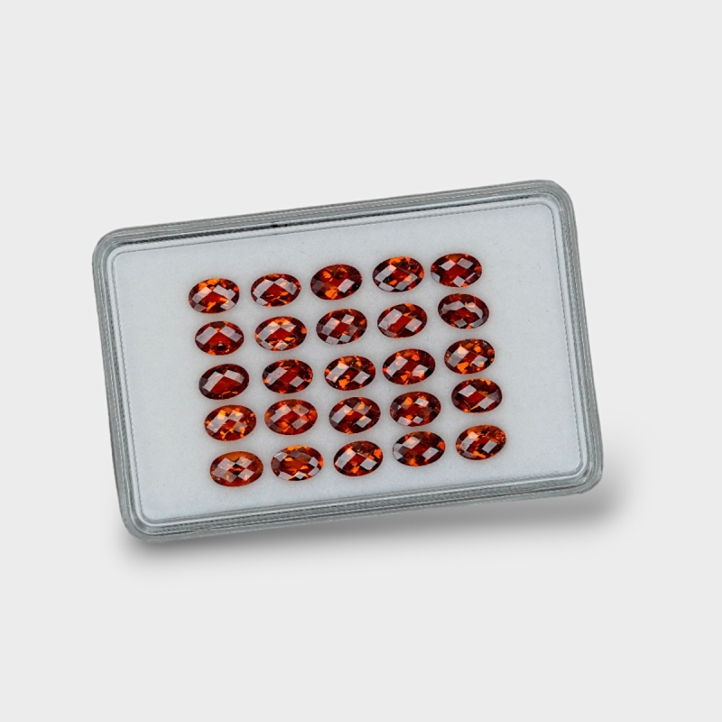 Hessonite Garnet 6x4mm Checkerboard Oval AAA Gemstones Parcel - 170286