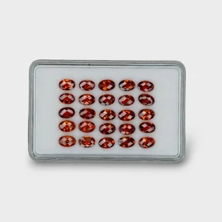 12.37 Cts. Hessonite Garnet 6x4mm Checkerboard Oval Shape AAA Grade Gemstones Parcel - Total 25 Pcs.