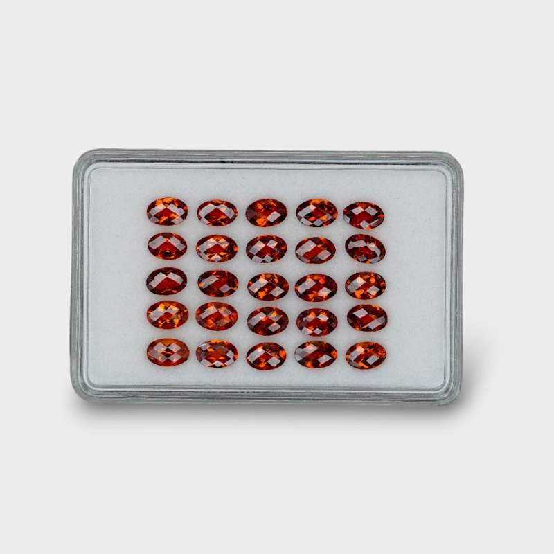 Hessonite Garnet 6x4mm Checkerboard Oval AAA Gemstones Parcel - 170286