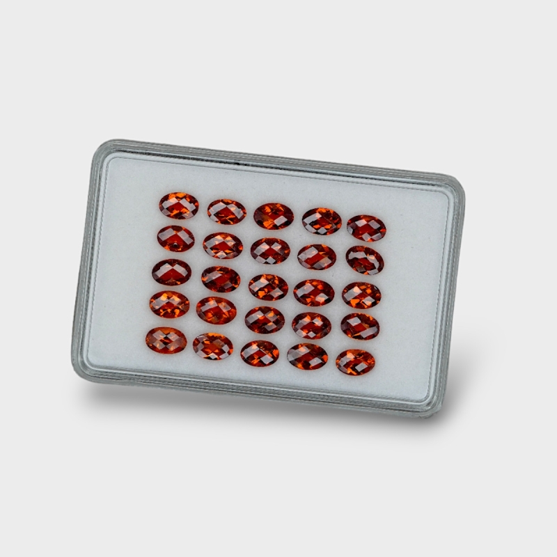 Hessonite Garnet 6x4mm Checkerboard Oval AAA Gemstones Parcel - 170286