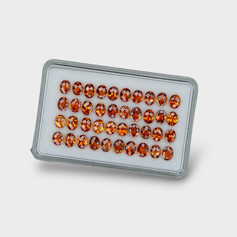 Hessonite Garnet 5x4mm Checkerboard Oval AAA Gemstones Parcel - 170304