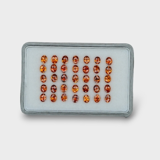 Hessonite Garnet 4x3mm Checkerboard Oval AAA Gemstones Parcel - 170315