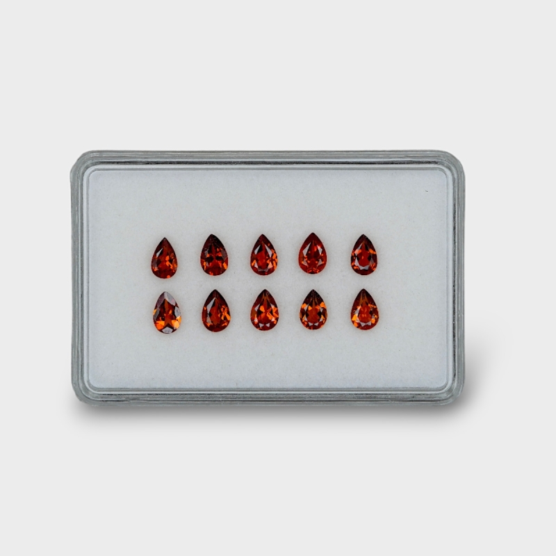Hessonite Garnet 6x4mm Faceted Pear AAA Gemstones Parcel - 170316