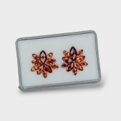 Hessonite Garnet 6x3-10x5mm Checkerboard Marquise AAA Matched Gemstones Pair - 170320