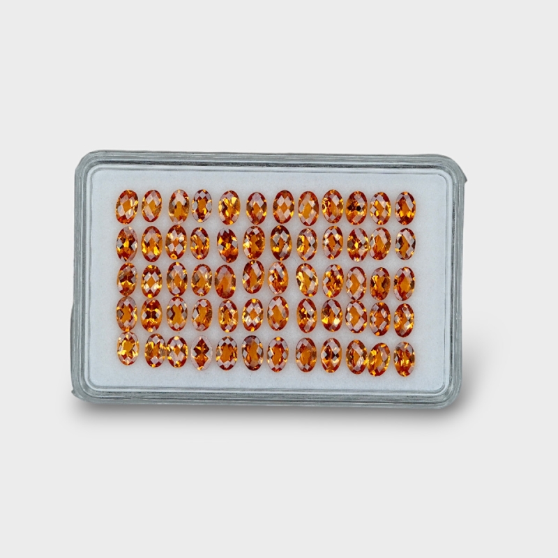 Hessonite Garnet 5x3mm Checkerboard Oval AAA Gemstones Parcel - 170281