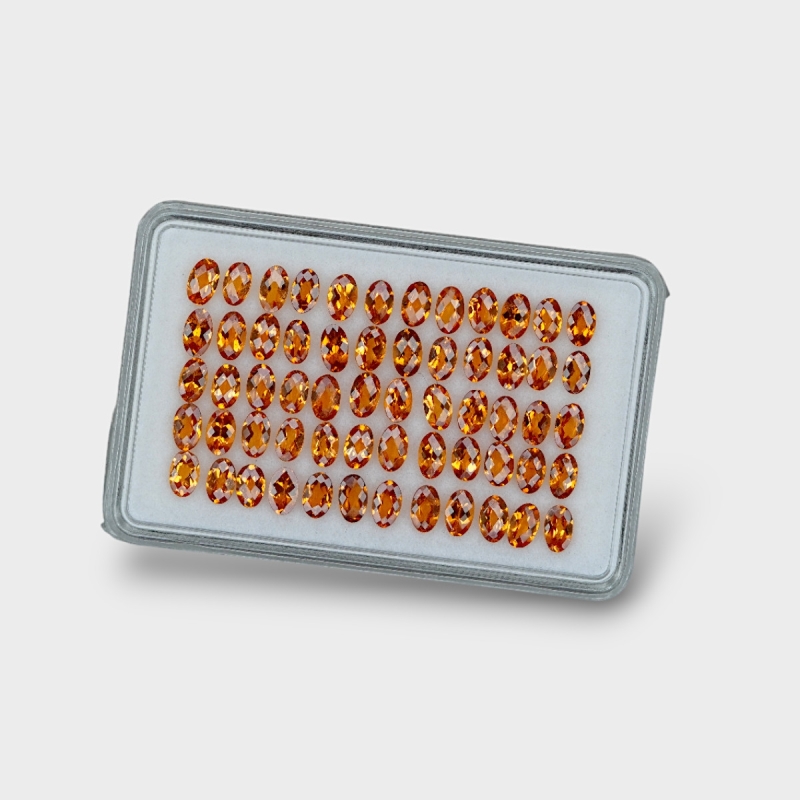 Hessonite Garnet 5x3mm Checkerboard Oval AAA Gemstones Parcel - 170281