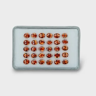 11.41 Cts. Hessonite Garnet 5x4mm Checkerboard Oval Shape AAA Grade Gemstones Parcel - Total 30 Pcs.