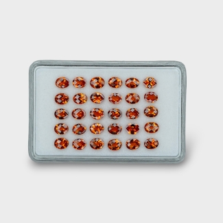 Hessonite Garnet 5x4mm Checkerboard Oval AAA Gemstones Parcel - 170288