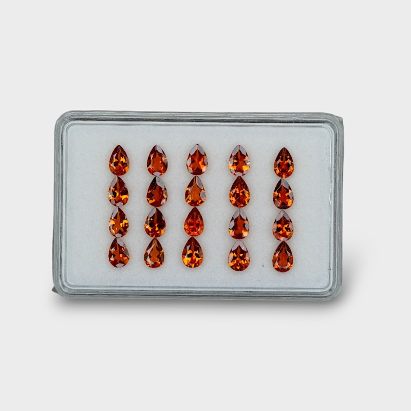 Hessonite Garnet 6x4mm Faceted Pear AAA Gemstones Parcel - 170292