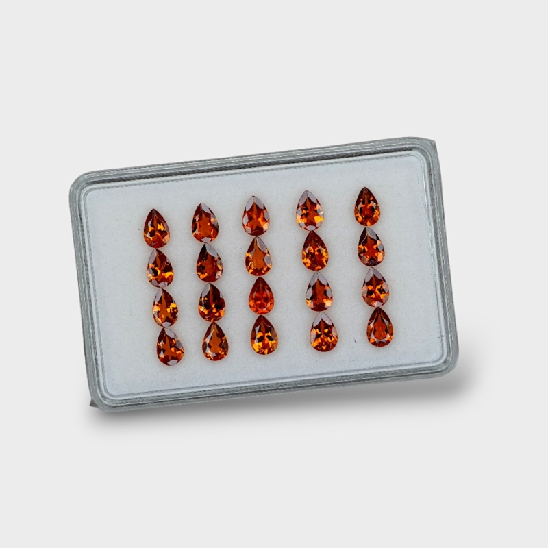 Hessonite Garnet 6x4mm Faceted Pear AAA Gemstones Parcel - 170292