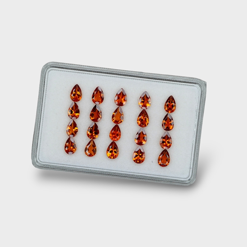 Hessonite Garnet 6x4mm Faceted Pear AAA Gemstones Parcel - 170292