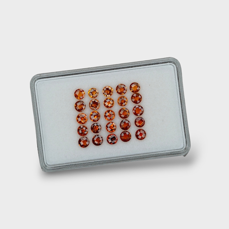 Hessonite Garnet 4mm Checkerboard Round AAA Gemstones Parcel - 170283