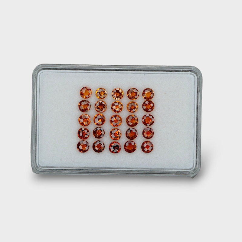 Hessonite Garnet 4mm Checkerboard Round AAA Gemstones Parcel - 170283