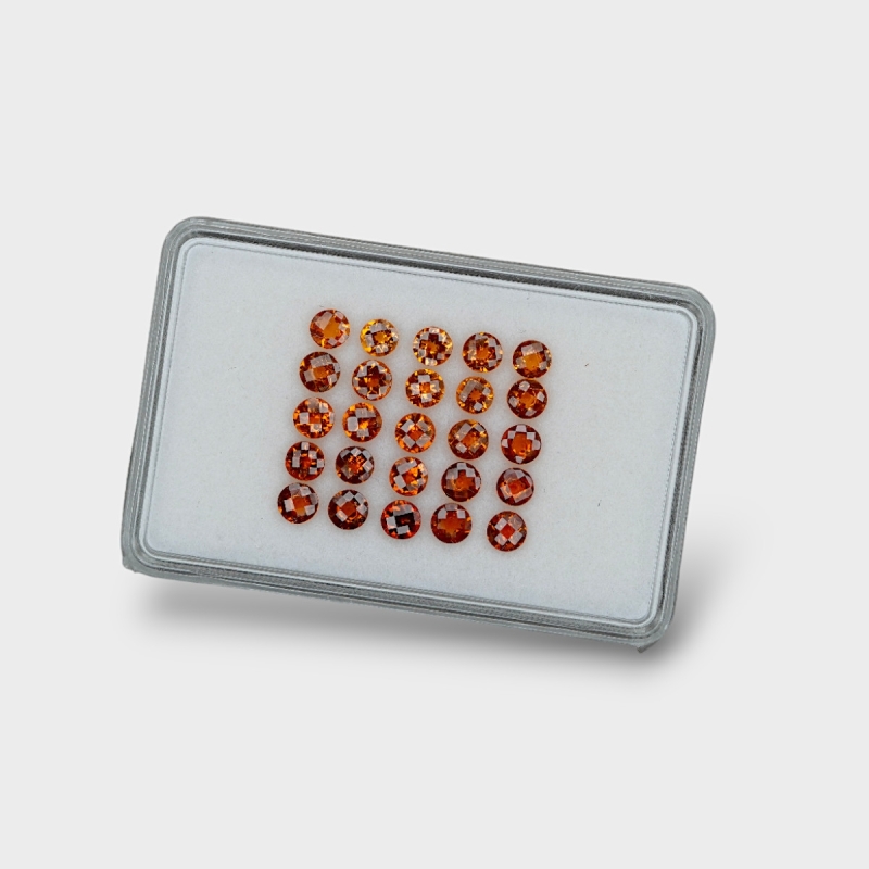 Hessonite Garnet 4mm Checkerboard Round AAA Gemstones Parcel - 170283