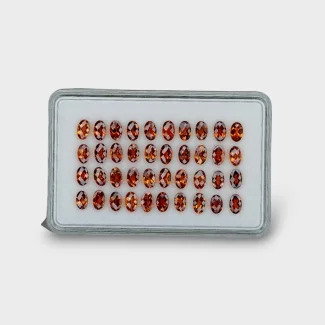10.9 Cts. Hessonite Garnet 5x3mm Checkerboard Oval Shape AAA Grade Gemstones Parcel - Total 40 Pcs.