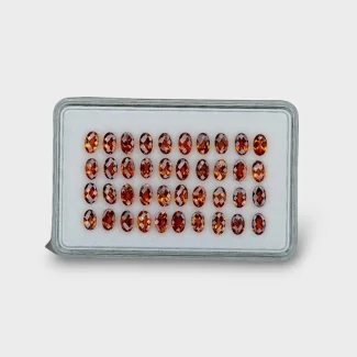 Hessonite Garnet 5x3mm Checkerboard Oval AAA Gemstones Parcel - 170307