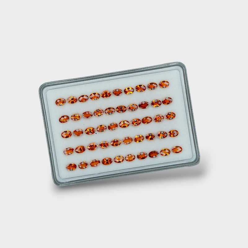 Hessonite Garnet 6x4mm Checkerboard Oval AAA Gemstones Parcel - 170276