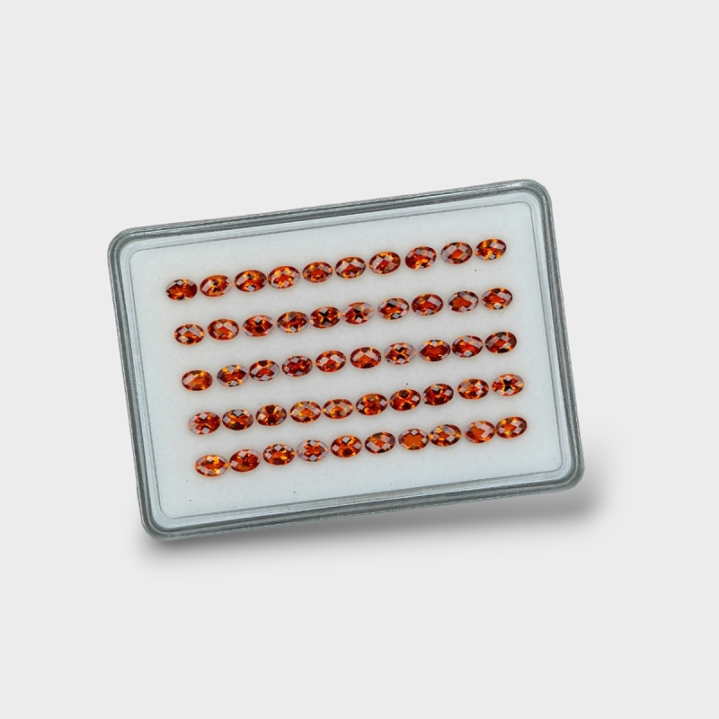 Hessonite Garnet 6x4mm Checkerboard Oval AAA Gemstones Parcel - 170273