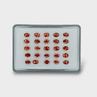 19.4 Cts. Hessonite Garnet 7x5mm Checkerboard Oval Shape AAA Grade Gemstones Parcel - Total 25 Pcs.