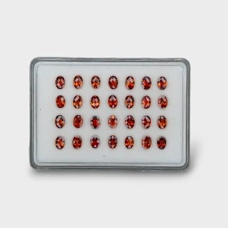 Hessonite Garnet 7x5mm Checkerboard Oval AAA Gemstones Parcel - 170287