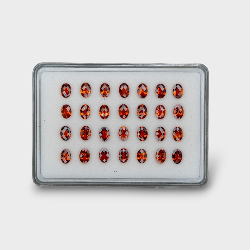 Hessonite Garnet 7x5mm Checkerboard Oval AAA Gemstones Parcel - 170287