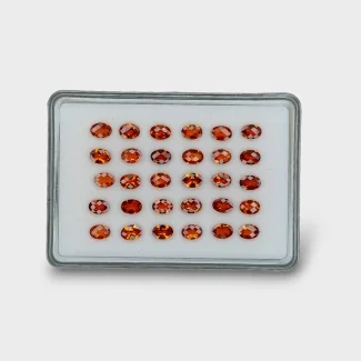 21.68 Cts. Hessonite Garnet 7x5mm Checkerboard Oval Shape AAA Grade Gemstones Parcel - Total 30 Pcs.