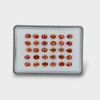 Hessonite Garnet 7x5mm Checkerboard Oval AAA Gemstones Parcel - 170285