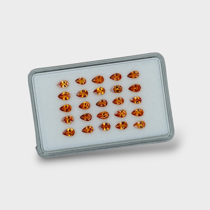 Hessonite Garnet 5x3mm Faceted Pear AAA Gemstones Parcel - 170319