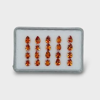 Hessonite Garnet 6x4mm Faceted Pear AAA Gemstones Parcel - 170313