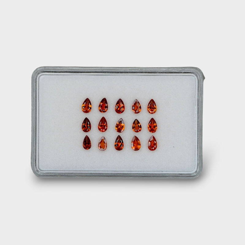 Hessonite Garnet 5x3mm Faceted Pear AAA Gemstones Parcel - 170317