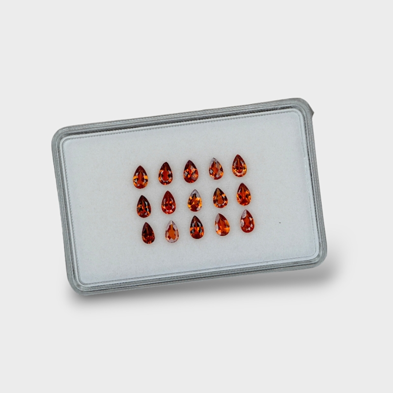Hessonite Garnet 5x3mm Faceted Pear AAA Gemstones Parcel - 170317