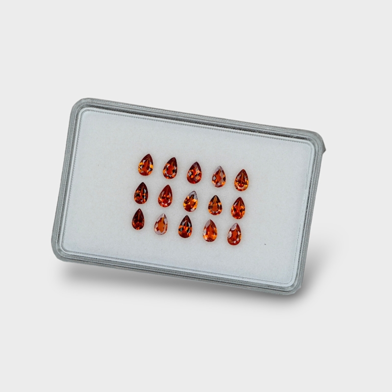 Hessonite Garnet 5x3mm Faceted Pear AAA Gemstones Parcel - 170317