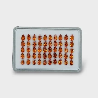 11 Cts. Hessonite Garnet 5x3mm Faceted Pear Shape AAA Grade Gemstones Parcel - Total 50 Pcs.