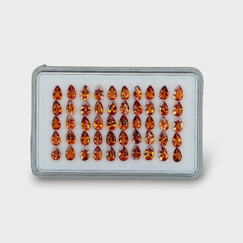 Hessonite Garnet 5x3mm Faceted Pear AAA Gemstones Parcel - 170318