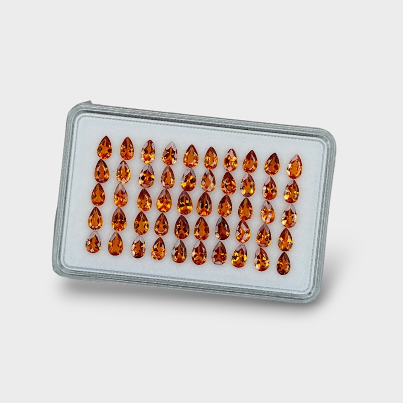 Hessonite Garnet 5x3mm Faceted Pear AAA Gemstones Parcel - 170318