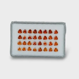 7.36 Cts. Hessonite Garnet 4mm Faceted Trillion Shape AAA Grade Gemstones Parcel - Total 32 Pcs.