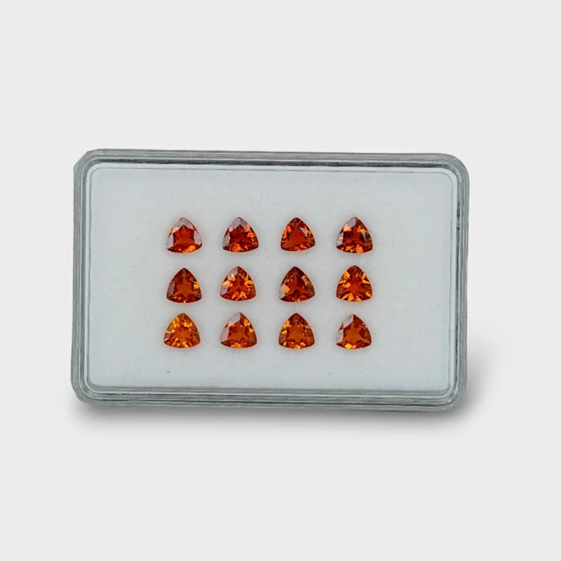 5.17 Cts. Hessonite Garnet 5mm Faceted Trillion Shape AAA Grade Gemstones Parcel - Total 12 Pcs.