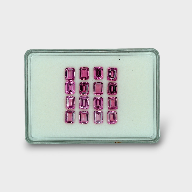 26.51 Cts. Pink Tourmaline 8x6mm Step Cut Octagon Shape AA+ Grade Gemstones Parcel - Total 16 Pcs.