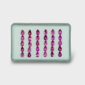 6.33 Cts. Pink Tourmaline 5x3mm Faceted Pear Shape AA Grade Gemstones Parcel - Total 30 Pcs.