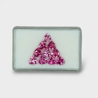 10.83 Cts. Pink Tourmaline 7mm Faceted Trillion Shape AA+ Grade Gemstones Parcel - Total 10 Pcs.