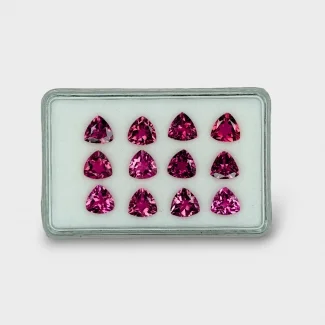 13.55 Cts. Pink Tourmaline 7mm Faceted Trillion Shape AA+ Grade Gemstones Parcel - Total 12 Pcs.